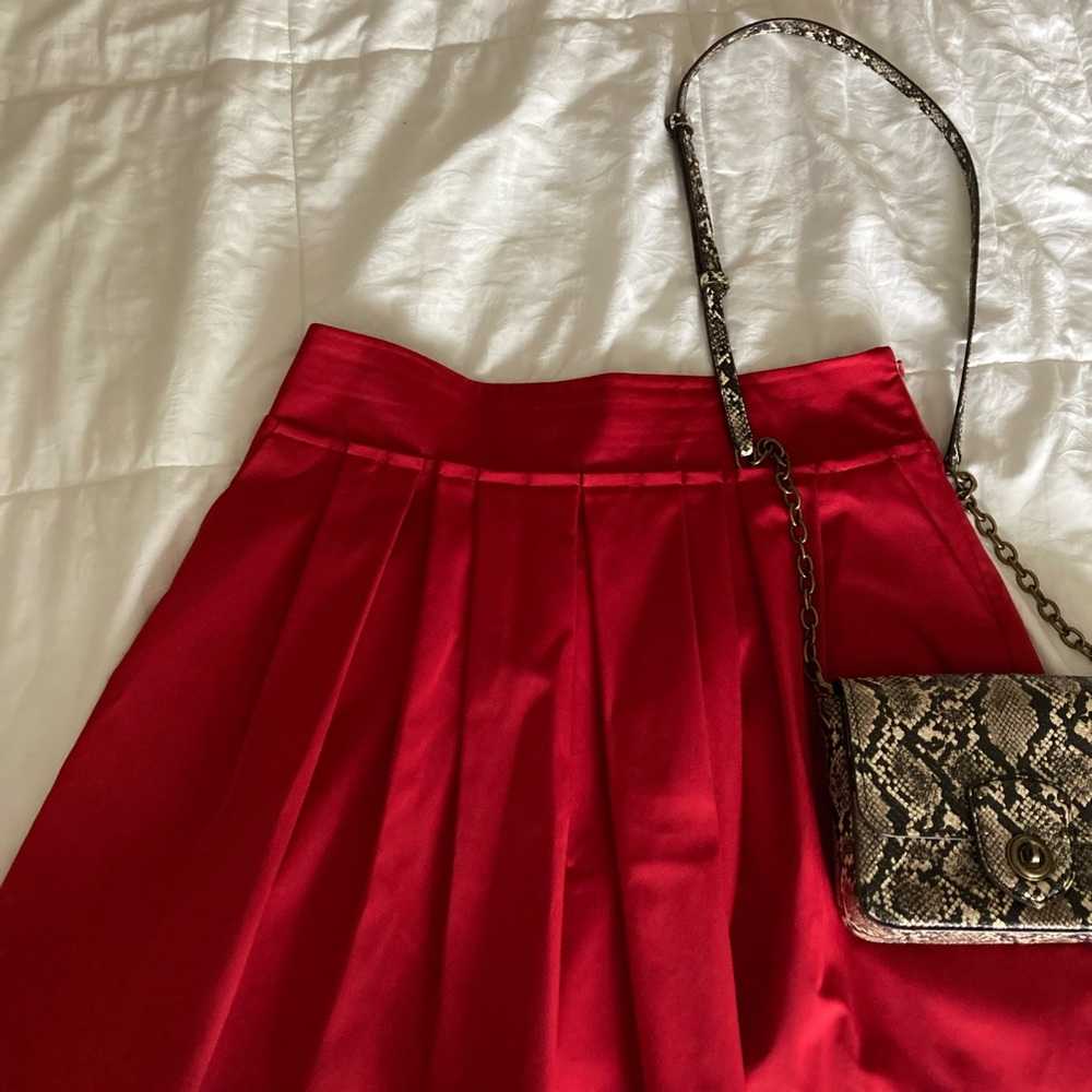 Ann Taylor Vibrant Red Midi Skirt